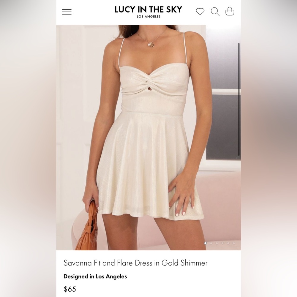 Lucy in the sky Savannah Fit and Flare Dress in Gold Shimmer